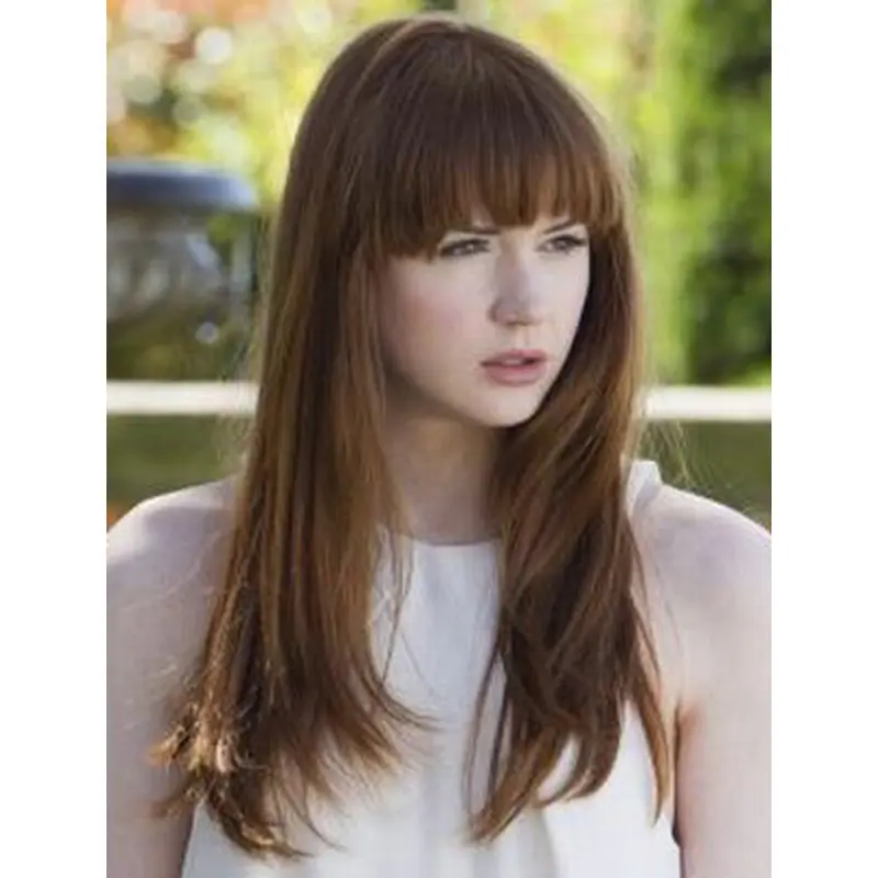 Straight Brown Capless 18" With Bangs High Quality Karen Gillan Wigs