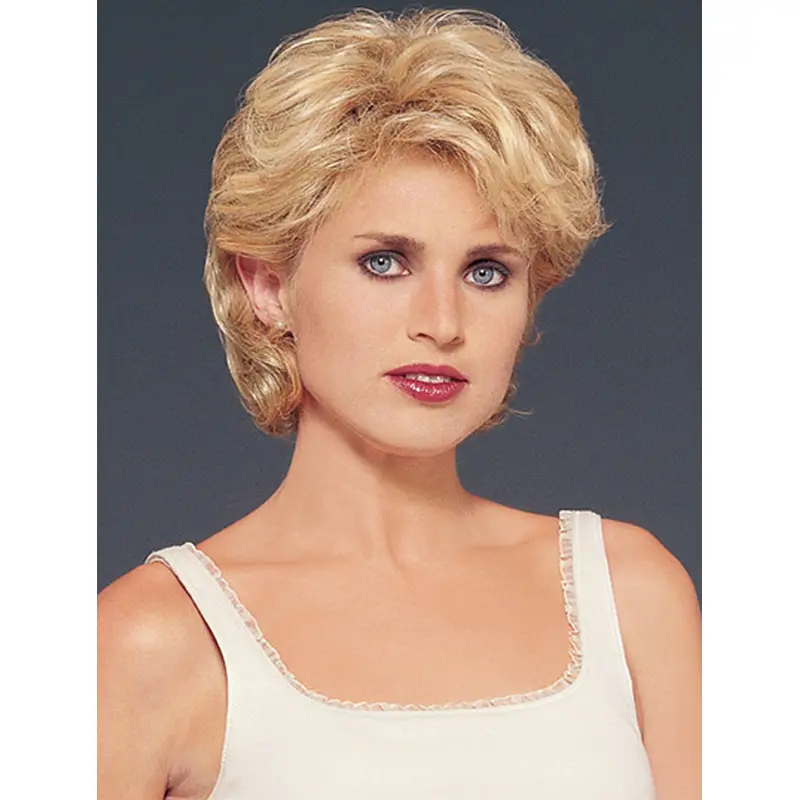 Style Blonde Wavy Chin Length Human Hair Wigs & Half Wigs