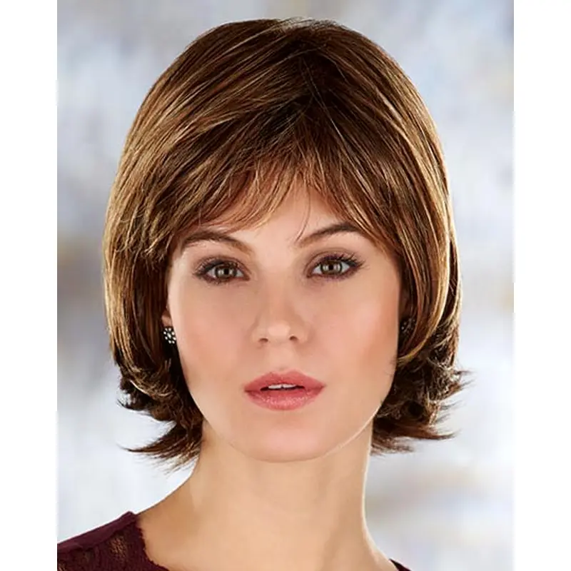 Brown High Quality Straight Synthetic Medium Wigs