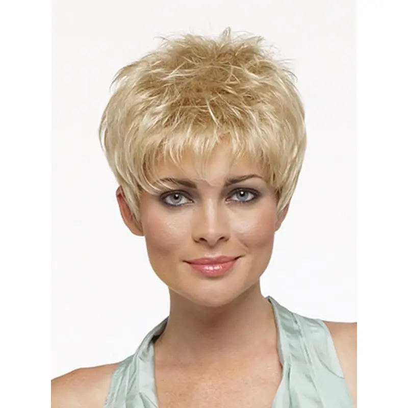 Comfortable Blonde Straight Cropped Synthetic Wigs