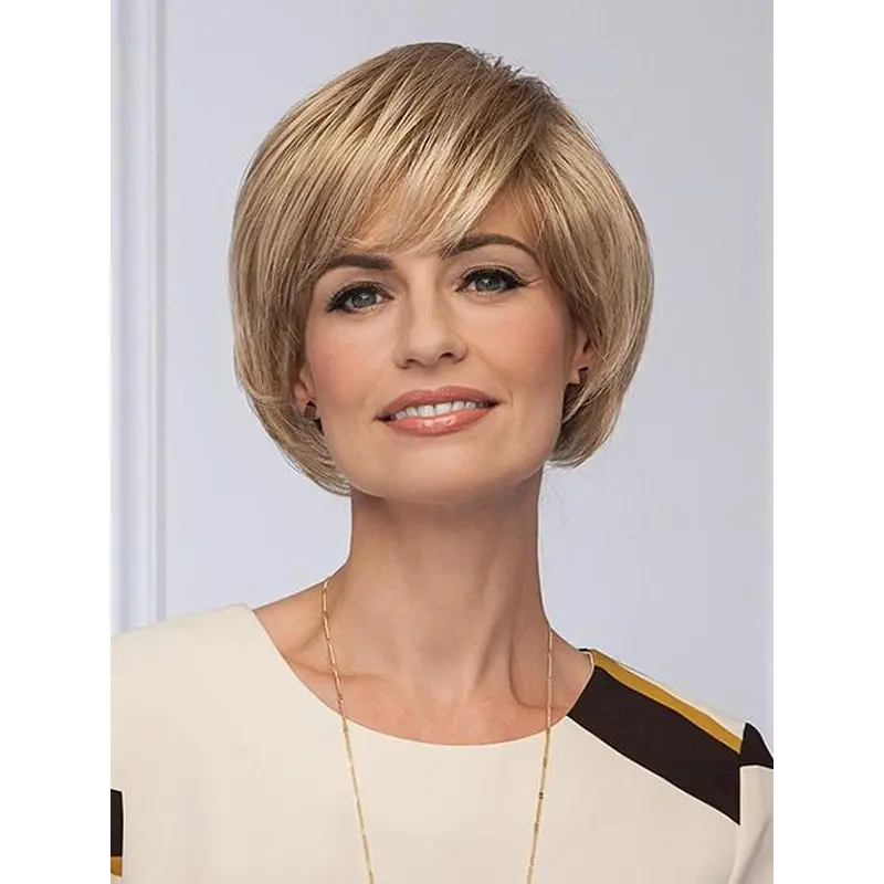 Cropped Blonde With Bangs Synthetic Blonde Wig