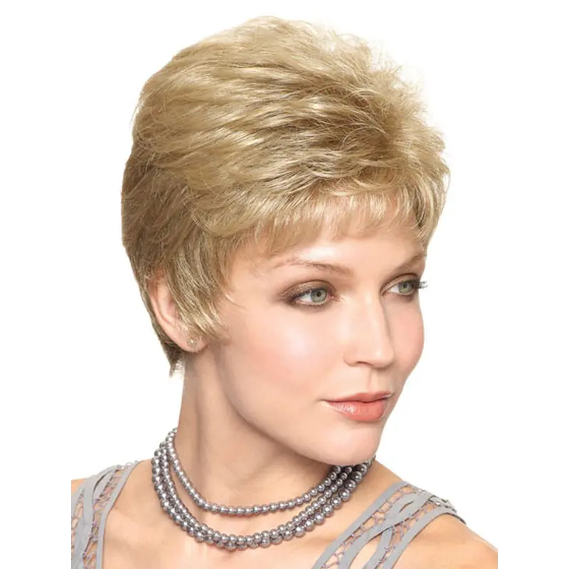 Elegant Blonde Straight Cropped Classic Wigs