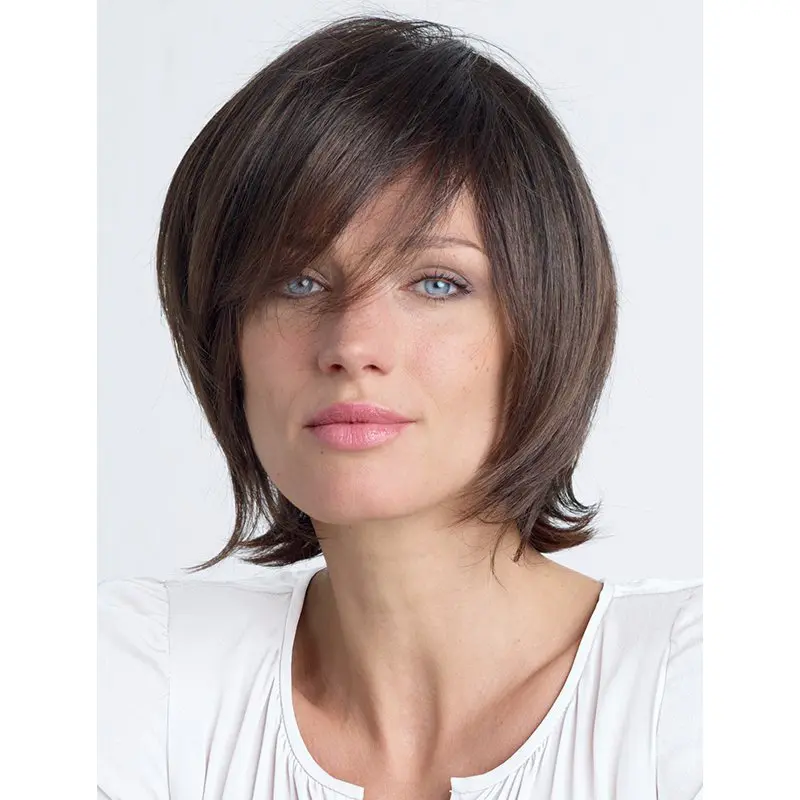 So Great Brown Shoulder Length Straight With Bangs Fantastic Wigs