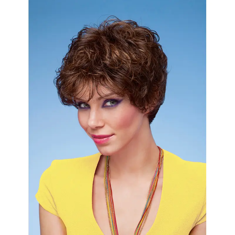 Suitable Brown Curly Short Classic Wigs