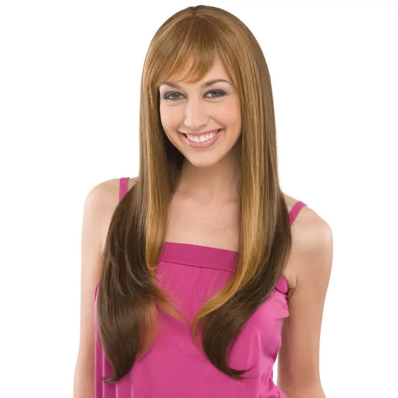 Brown Straight Remy Human Hair Trendy Long Wigs