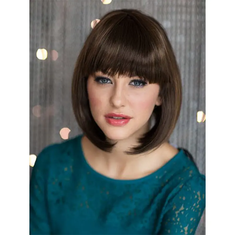 Hairstyles Brown Straight Chin Length Bob Wigs