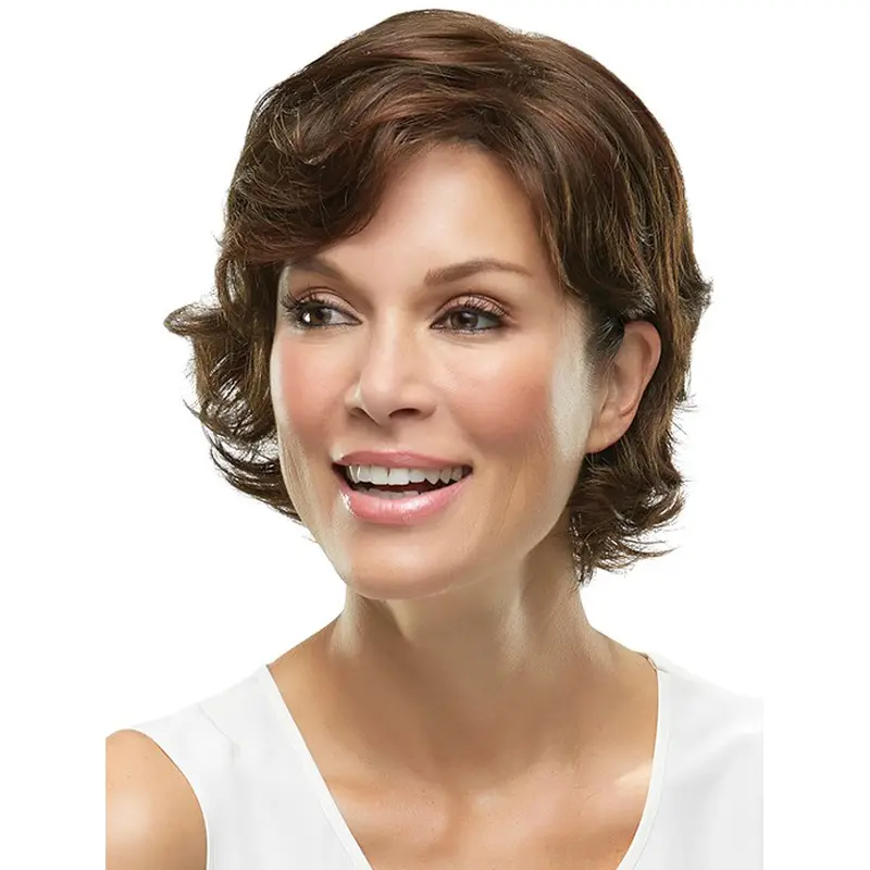 Monofilament Modern Layered Wavy Short Wigs