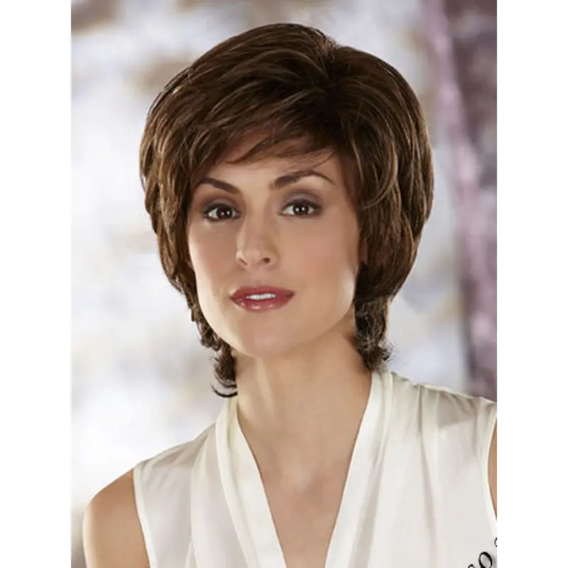 Affordable Brown Wavy Chin Length Classic Wigs