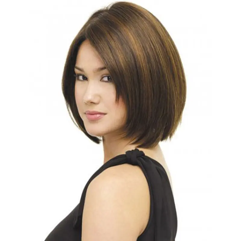 Great Brown Straight Chin Length Bob Wigs