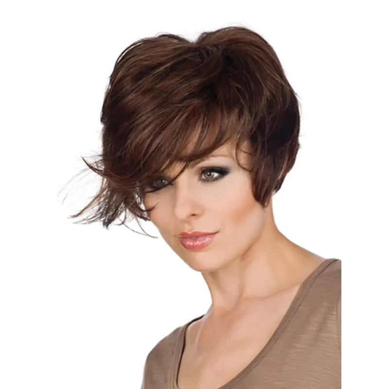 Monofilament Comfortable With Bangs Wavy Short Wigs