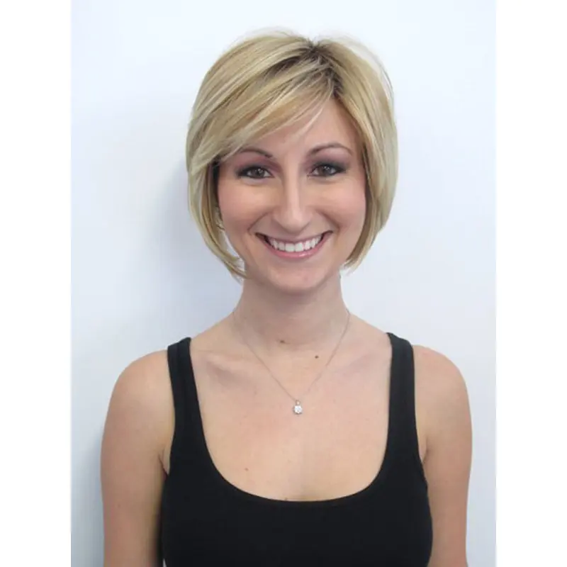 Online Blonde Straight Chin Length Synthetic Wigs