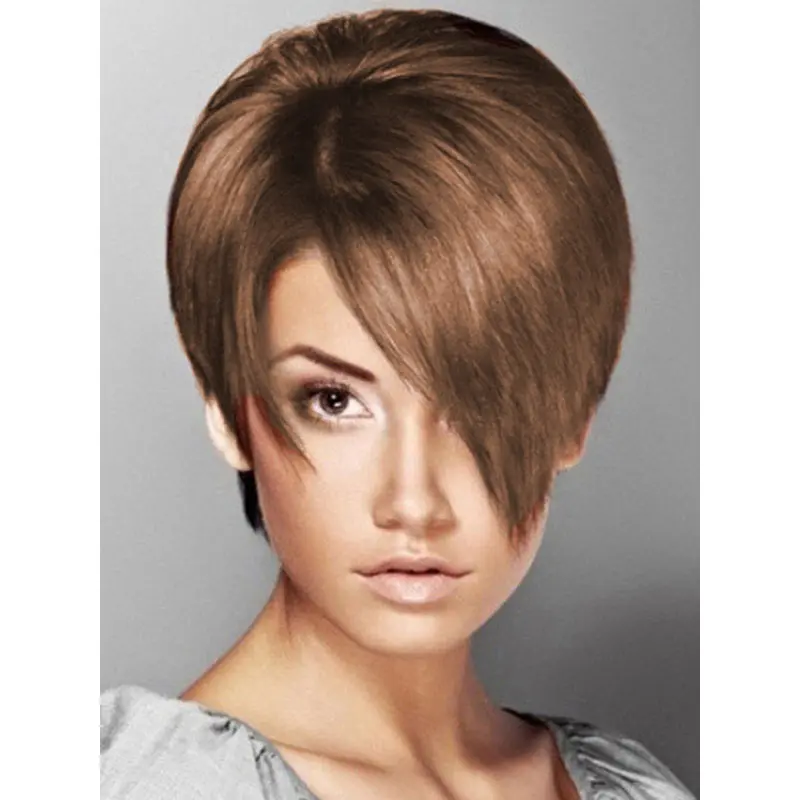 Brown Elegant Boycuts Straight Short Wigs