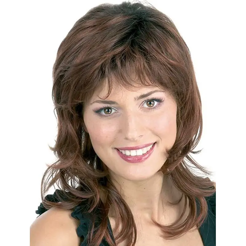 Brown Good Wavy Synthetic Medium Wigs