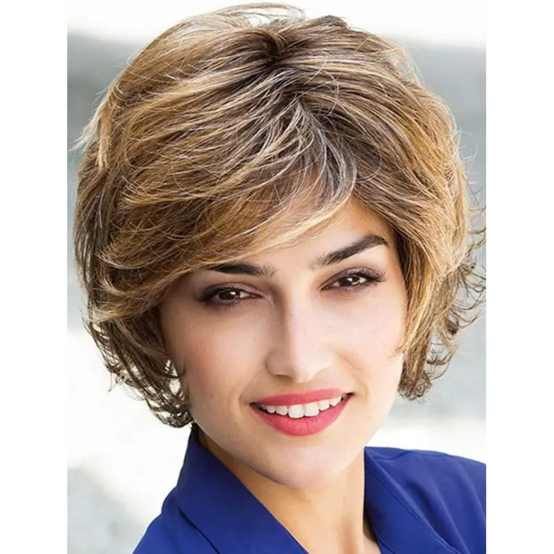 Exquisite Blonde Wavy Chin Length Human Hair Wigs & Half Wigs