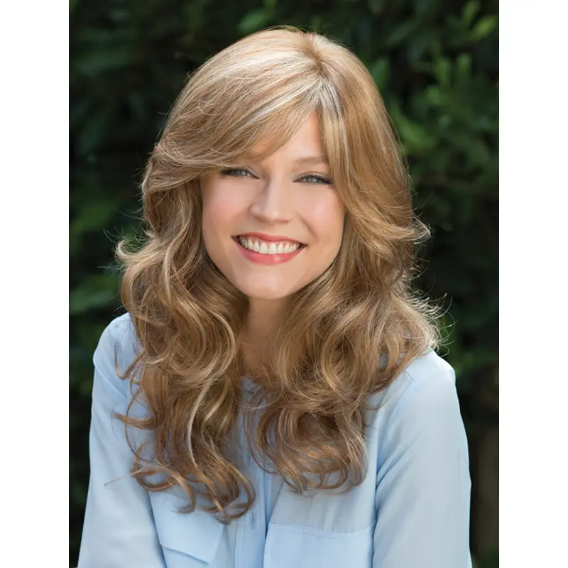 High Quality Long Curly Blonde With Bangs Perfect Wigs