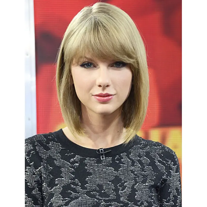 New Design Shoulder Length Straight Blonde With Bangs Taylor Swift Inspired Wigs