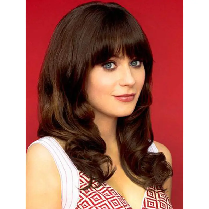 16" Lace Front Shoulder Length Synthetic Curly Zooey Deschanel Wigs