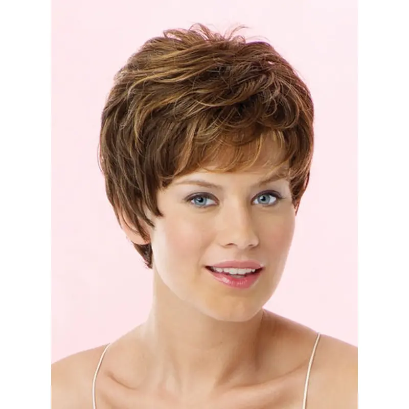Brown Nice Lace Front Wavy Short Wigs