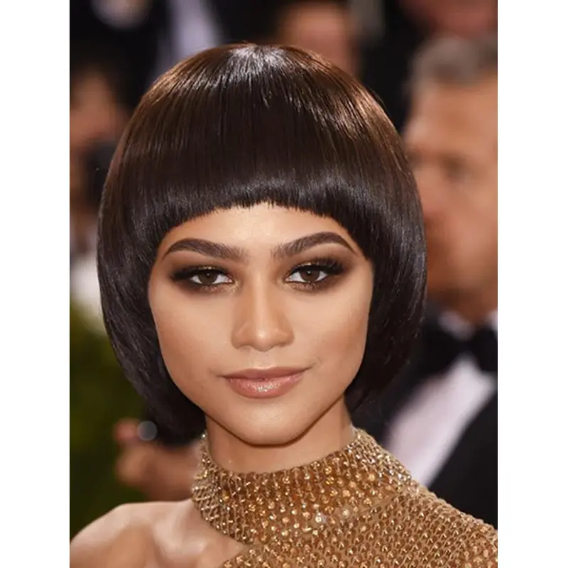Capless 10" Straight Chin Length Bobs Zendaya Wigs