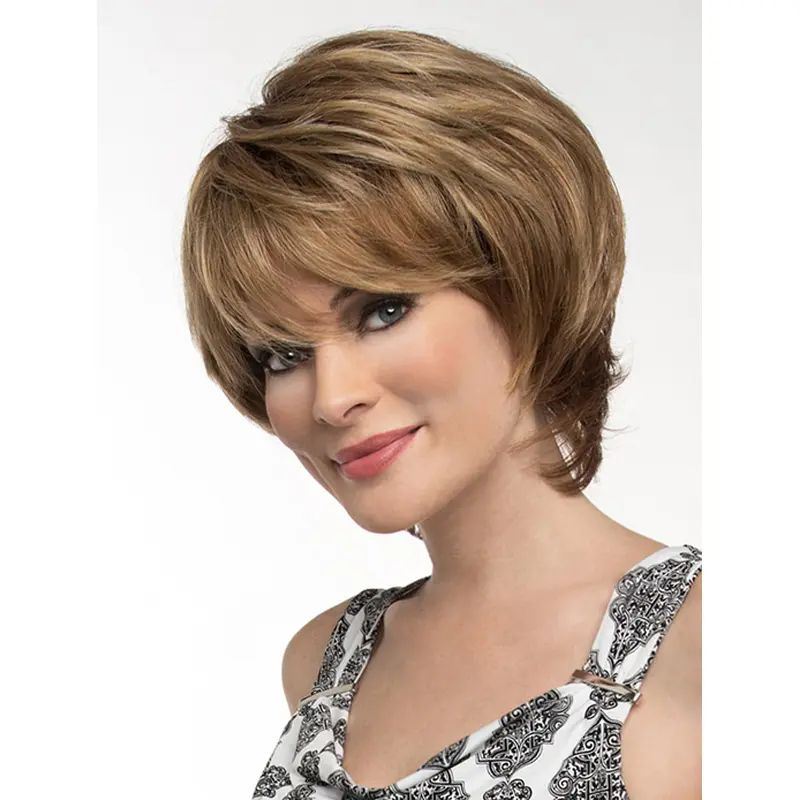 Perfect Chin Length Wavy Blonde Elegant Layered Wigs