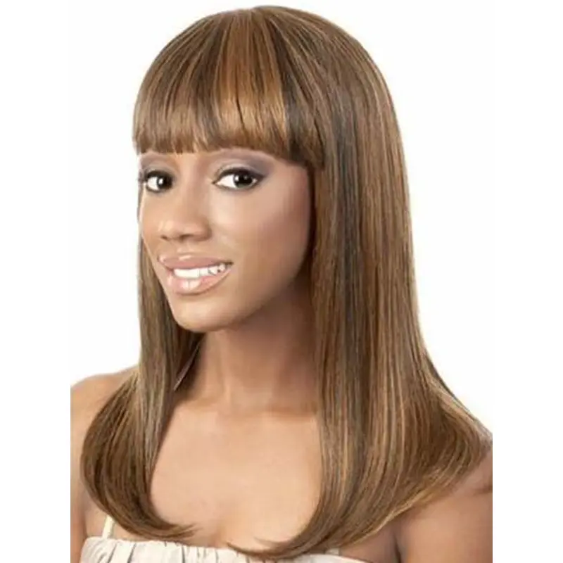 Tempting Brown Straight Shoulder Length African American Wigs
