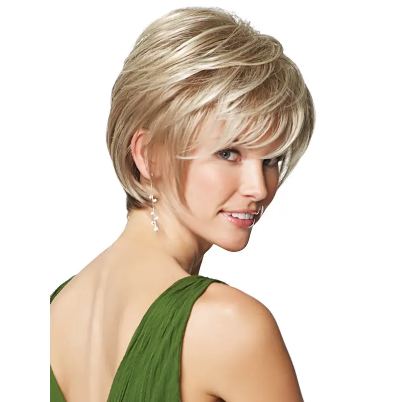 Synthetic Blonde Straight Refined Short Wigs
