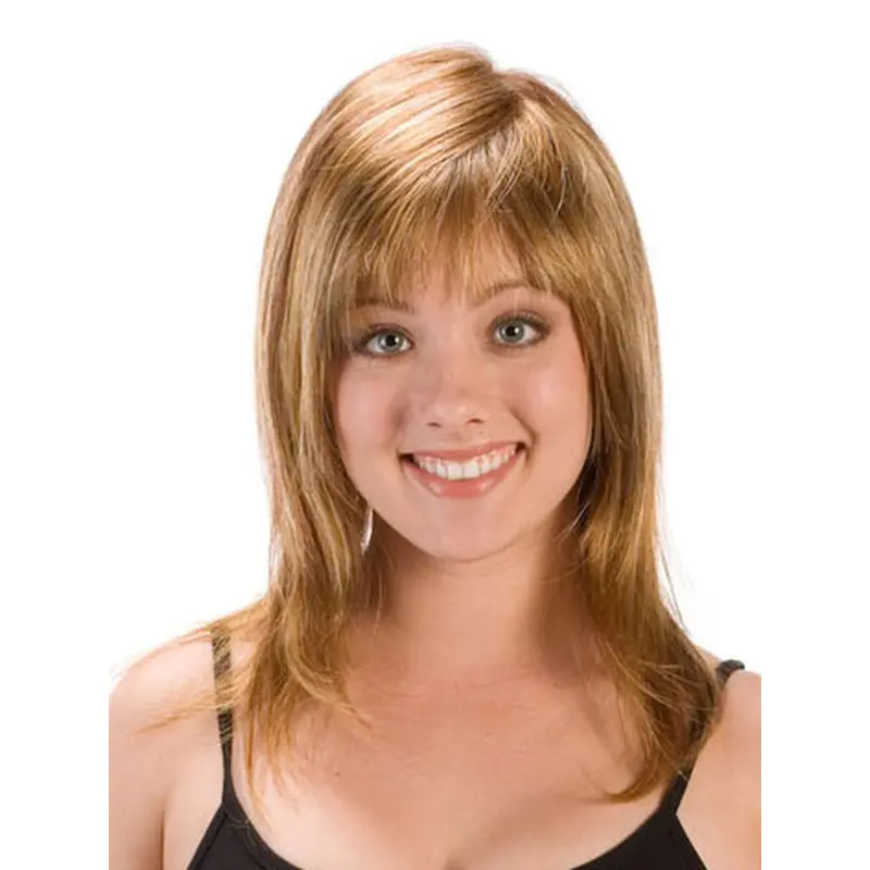 Convenient Blonde Straight Shoulder Length Synthetic Wigs
