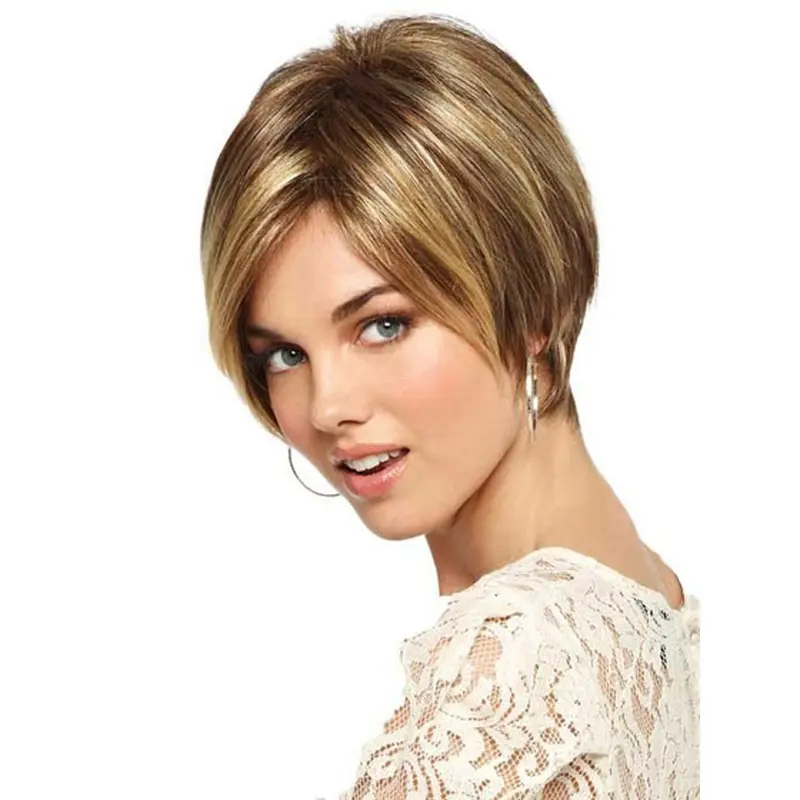 Gorgeous Monofilament Bobs Blonde Wigs For Cancer