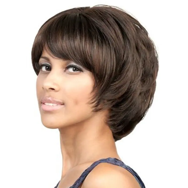 Sassy Brown Wavy Chin Length Bob Wigs