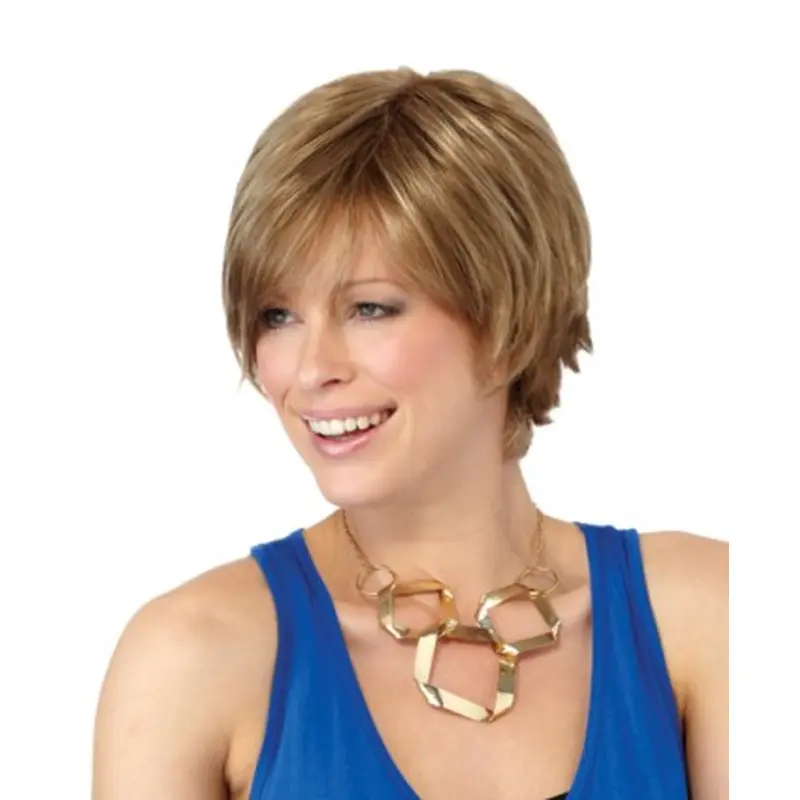 Synthetic Blonde Straight Easeful Short Wigs