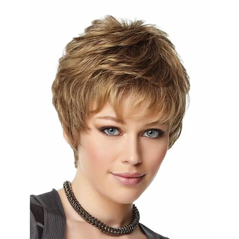 Comfortable Blonde Wavy Cropped Wigs For Cancer