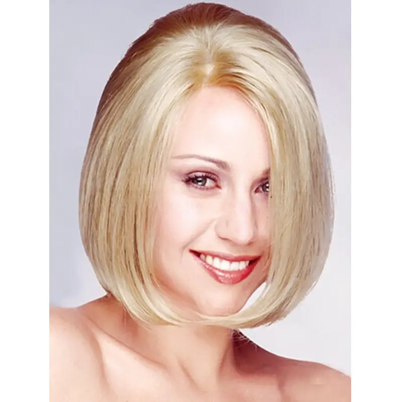 Hairstyles Blonde Straight Chin Length Monofilament Wigs