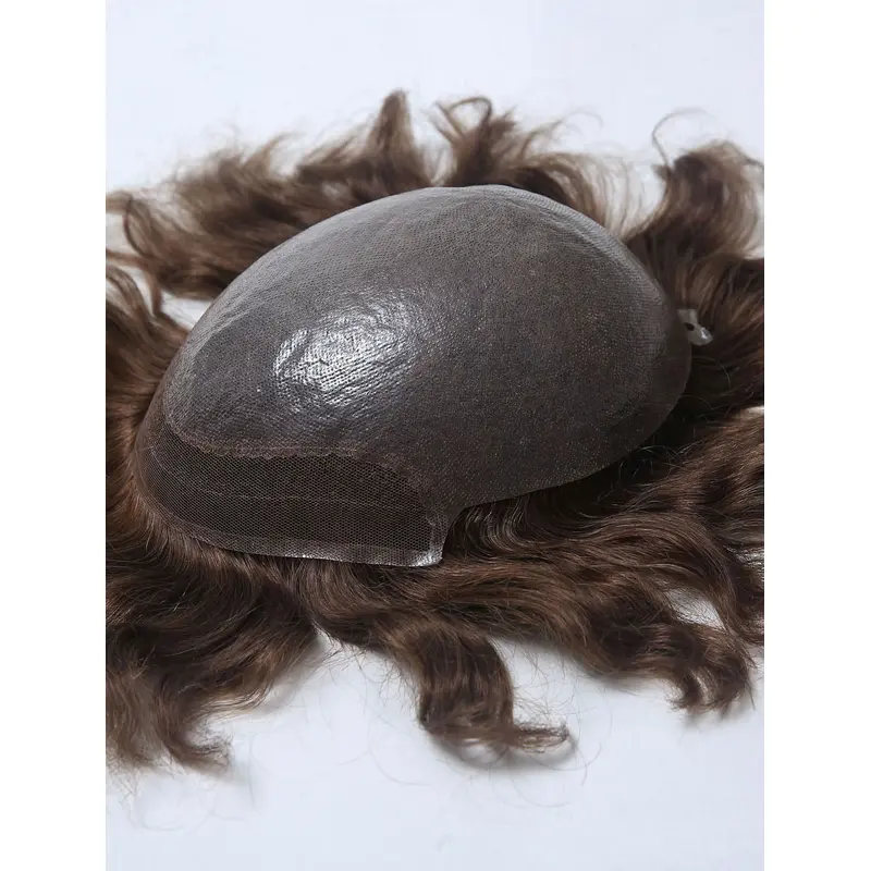 PU Base With French Lace In Front Hairline Man Toupees