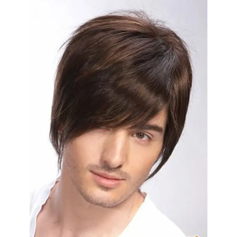 Radiant Brown Straight Short Men Wigs
