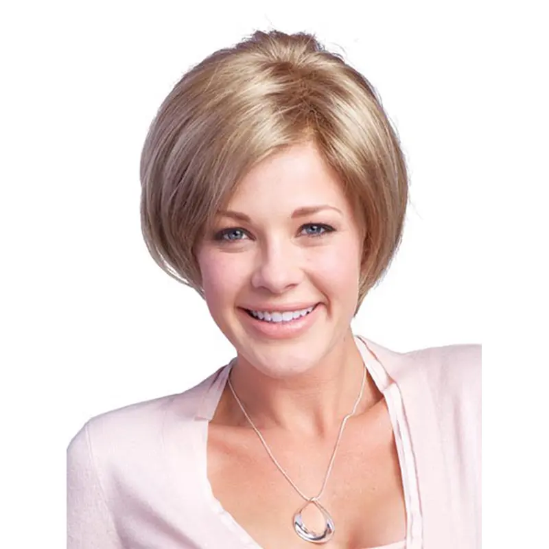 Gentle Brown Straight Chin Length Glueless Lace Front Wigs