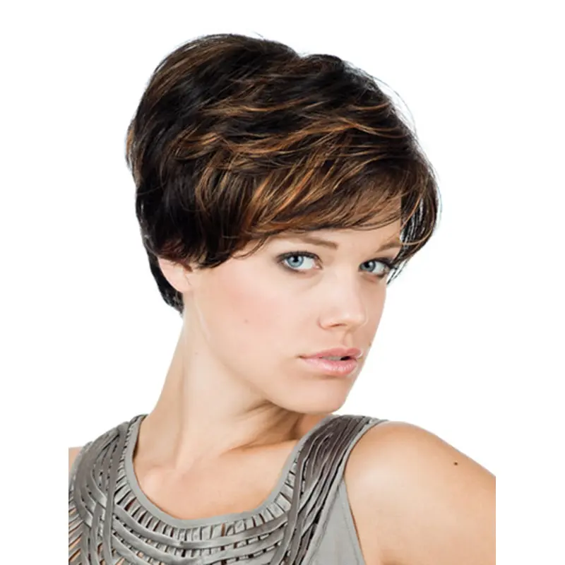 Monofilament Fashionable With Bangs Straight Short Wigs