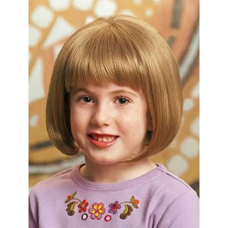 Traditiona Blonde Straight Chin Length Kids Wigs