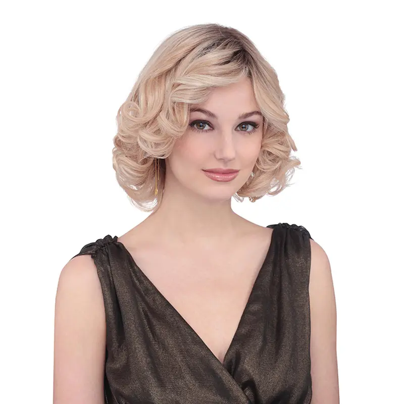 Popular Chin Length Curly Blonde With Bangs Amazing Wigs