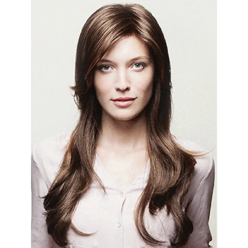 18" Wavy Brown Layered Long Wigs
