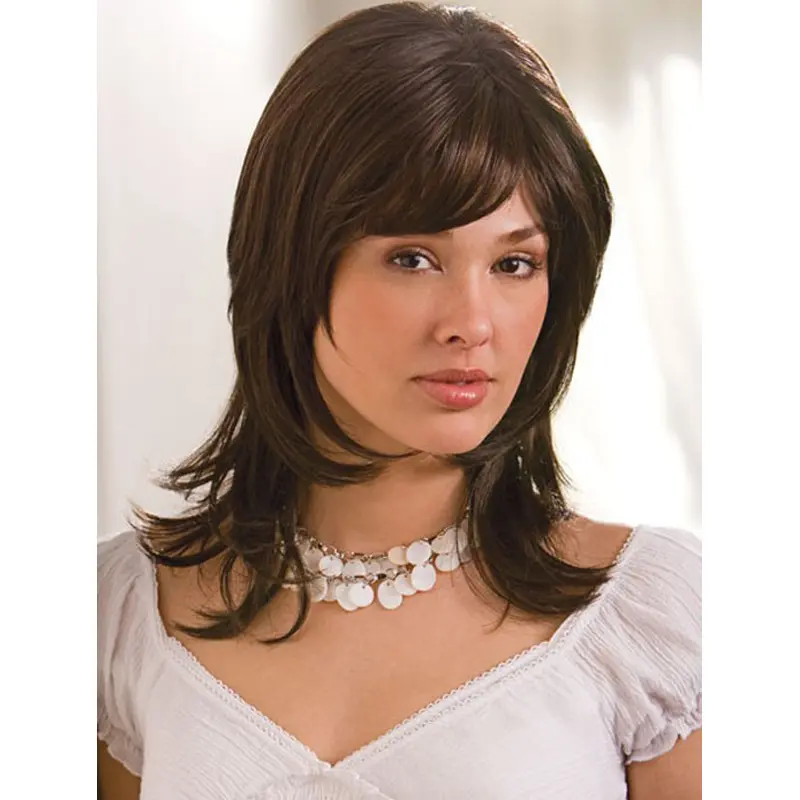 Fashionable Monofilament Layered Shoulder Length Synthetic Wigs