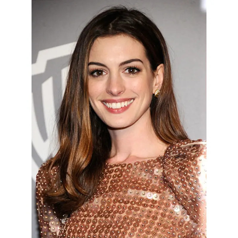 Incredible Brown Straight Long Anne Hathaway Wigs