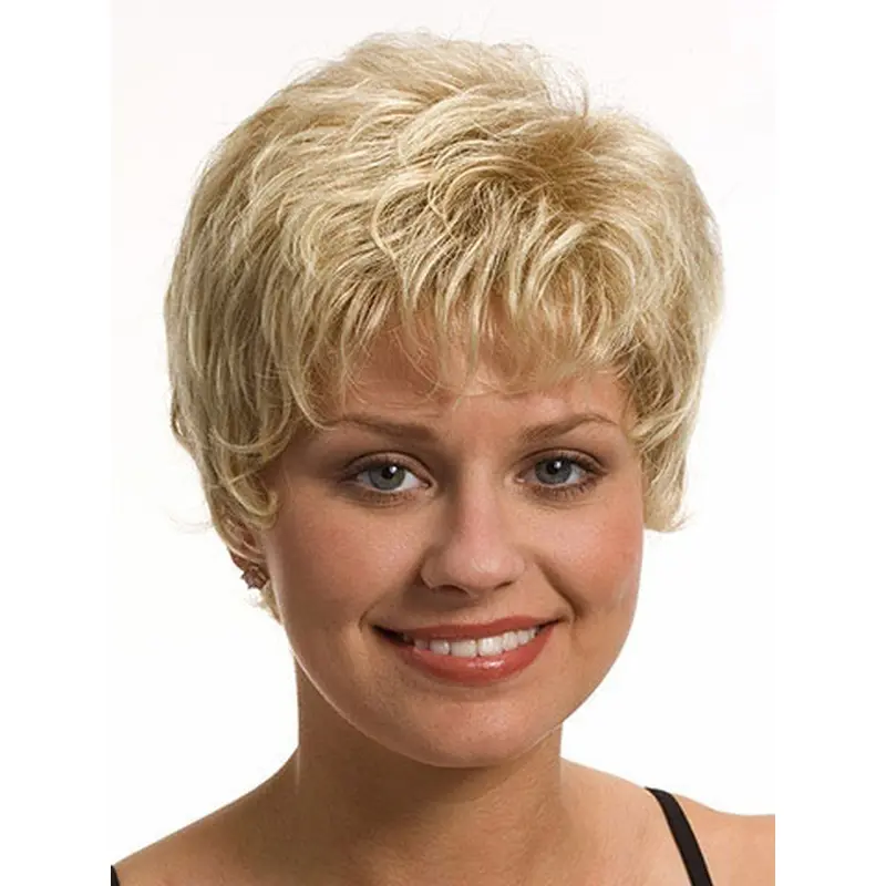 Modern Wavy Boycuts Blonde Short Wigs