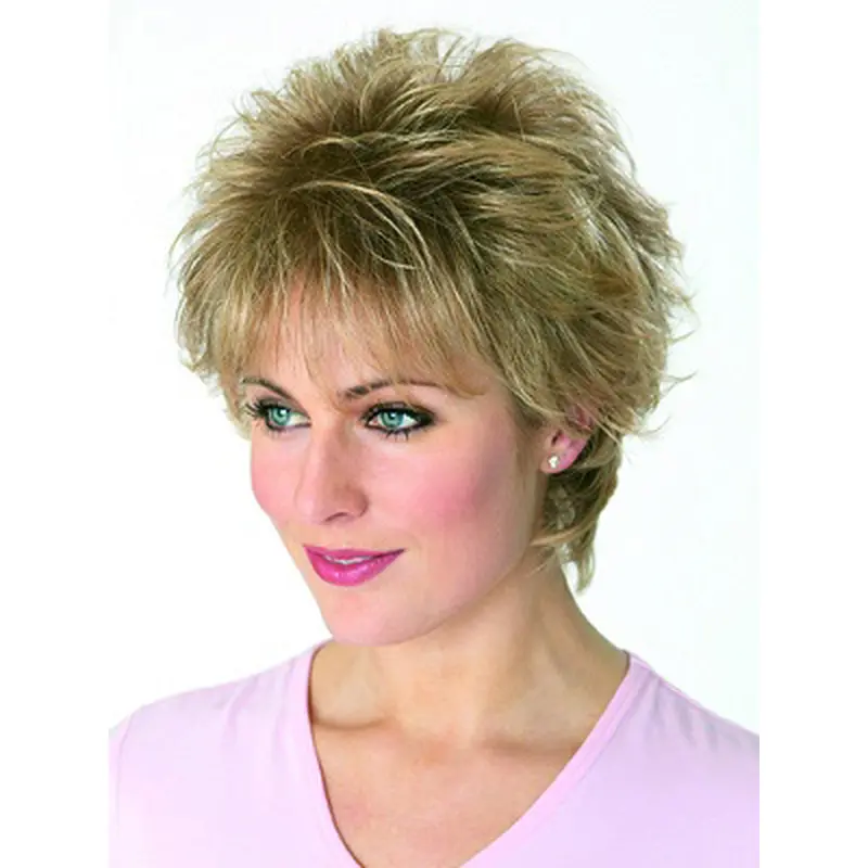Blonde Traditiona Boycuts Wavy Short Wigs