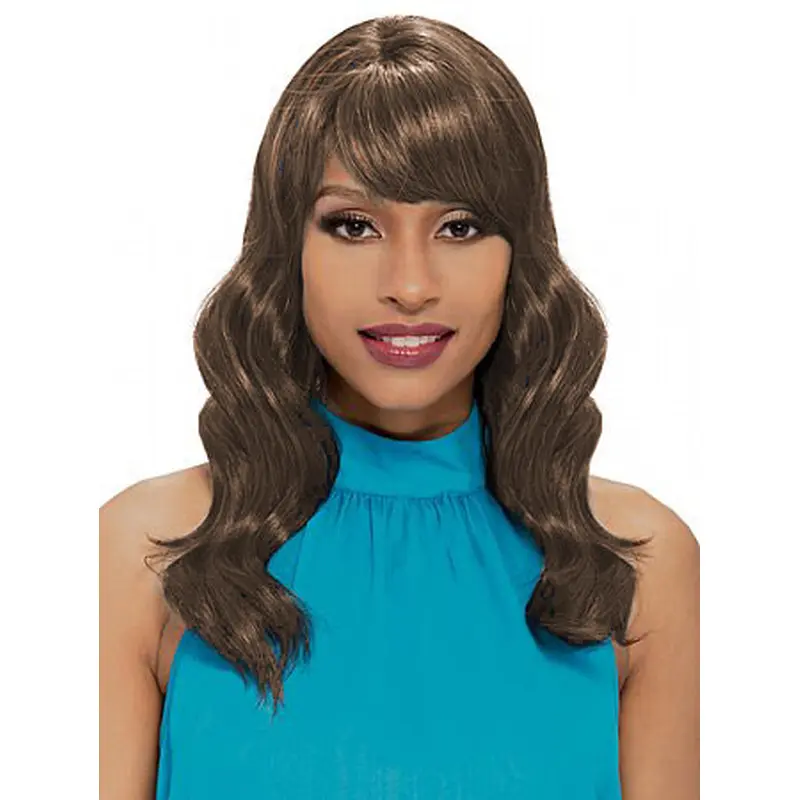 Convenient Brown Wavy Shoulder Length African American Wigs