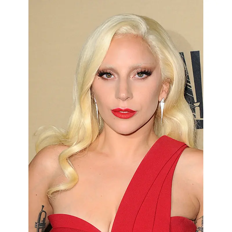 Curly Blonde Full Lace Long Without Bangs Lady Gaga Wigs