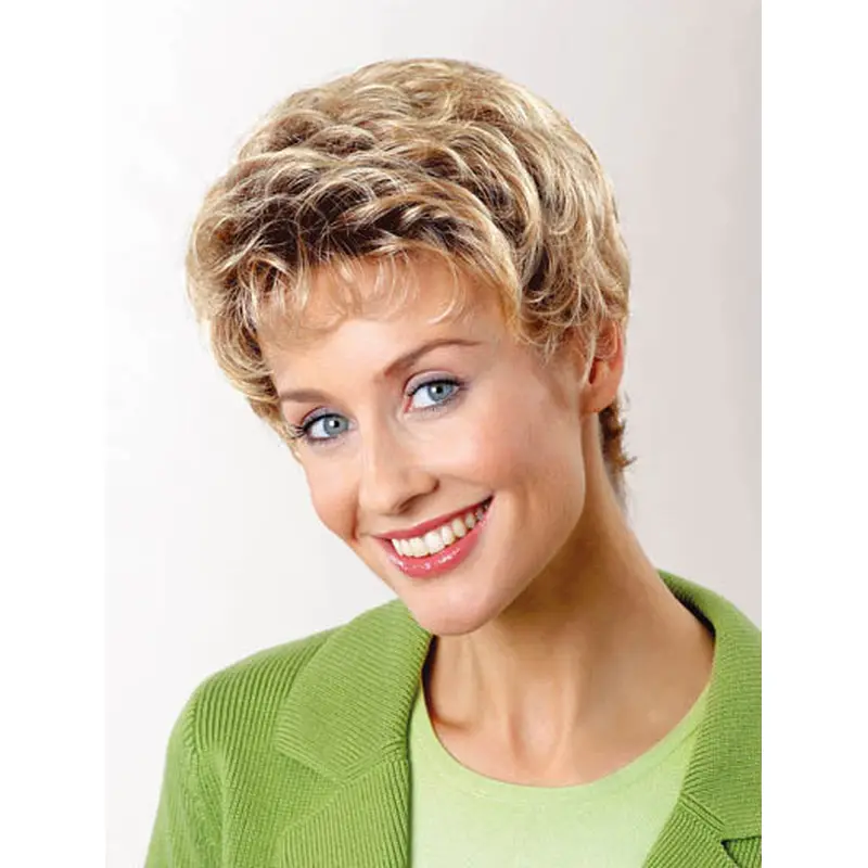 Wavy Blonde Boycuts 6" Capless Synthetic Short Hair Wigs