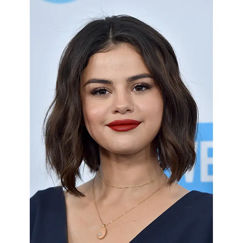 Wavy Chin Length Brown Synthetic Selena Gomez Wigs