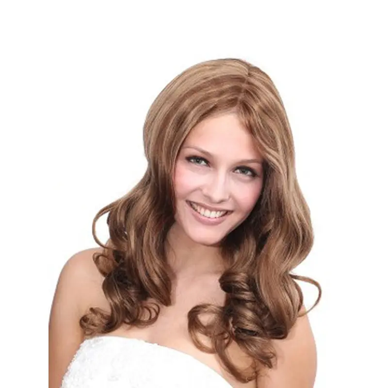 Brown Wavy Remy Human Hair Gorgeous Long Wigs