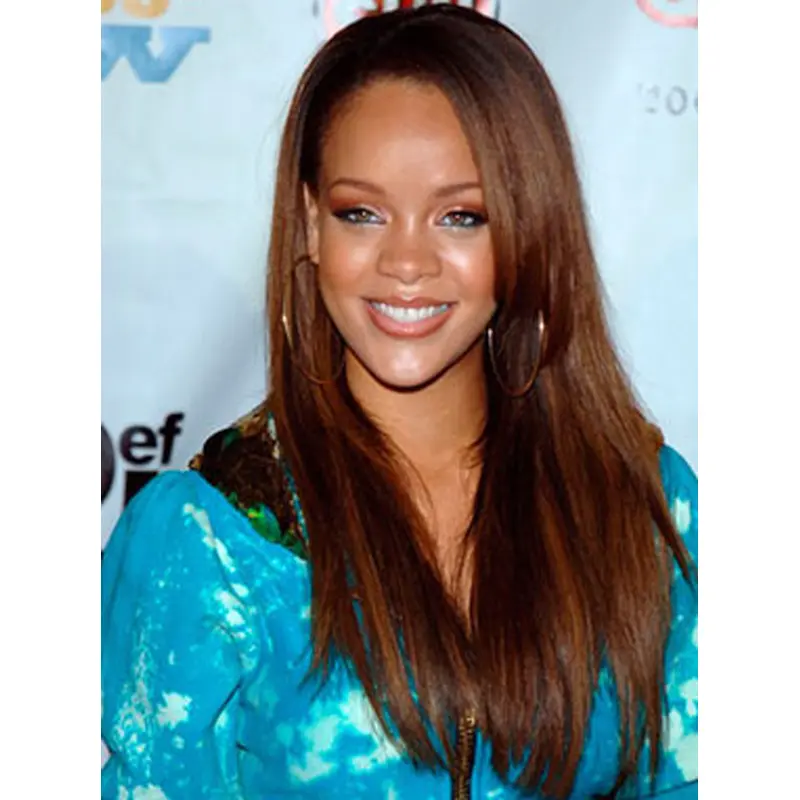 Rihanna Modest Long Straight Glueless Lace Front Human Hair Wig 22 Inches