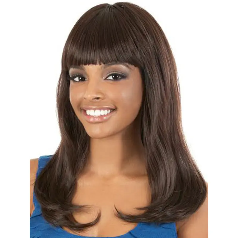 Stylish Brown Straight Long African American Wigs